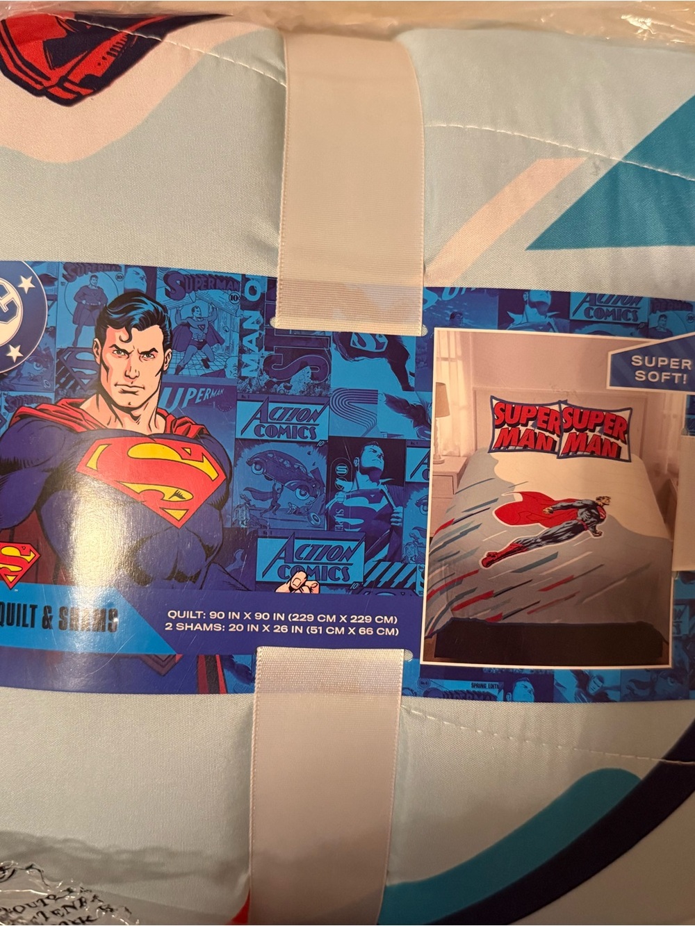 DC Comics Superman Light Blue Comforter Set - Kids Bedding